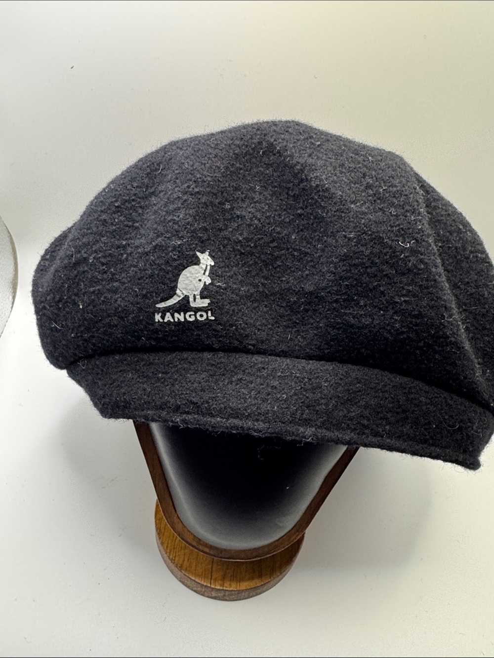 Vintage Kangol Black Wool Spitfire Cap with Kangaroo Logo Size: M